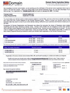 Domain Renewal Group -huijauskirje